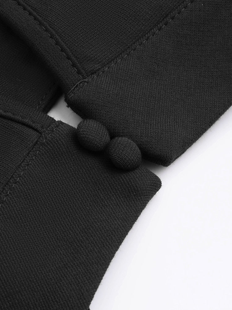 Nice-Forever Autumn Women Classy Stand Collar Plain Dresses Formal Party Elegant Mermaid Dress B741