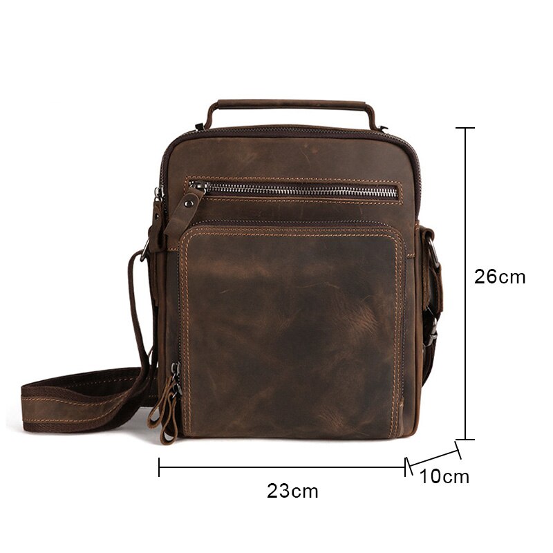 Genuine Leather Man Shoulder Bags Husband Men Crazy Horse Real Leather Messenger Crossbody Bag Side Male Cross Body Bags 2023