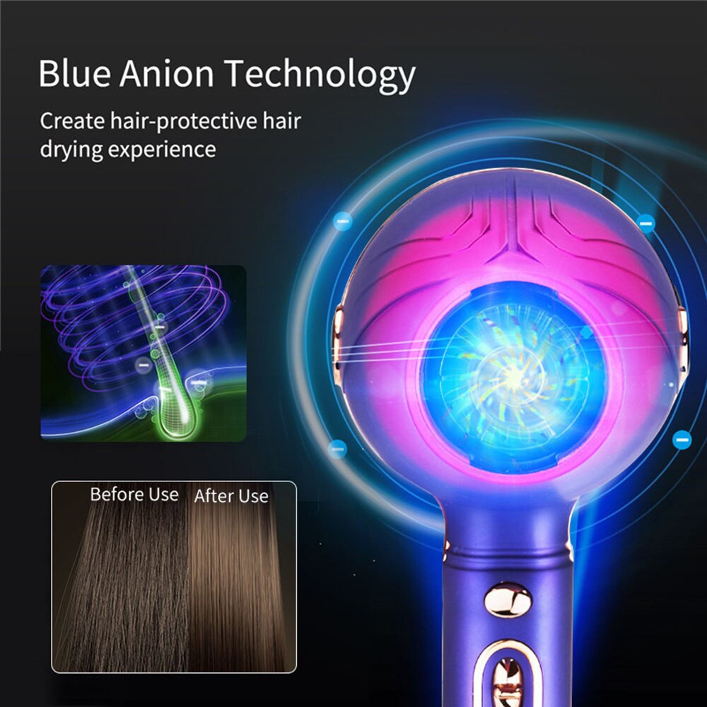 2000W Hair Dryer Professional Salon Negative Ionic Blowdryer with Diffuser Nozzle 2 Speed 3 Heat Settings Low Noise Strong Winds
