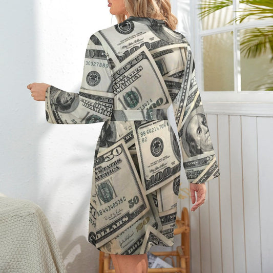 Dollar Pajama Robe Money Wrap Comfortable Dress Wife Printed Lounge Hot Sleepwear