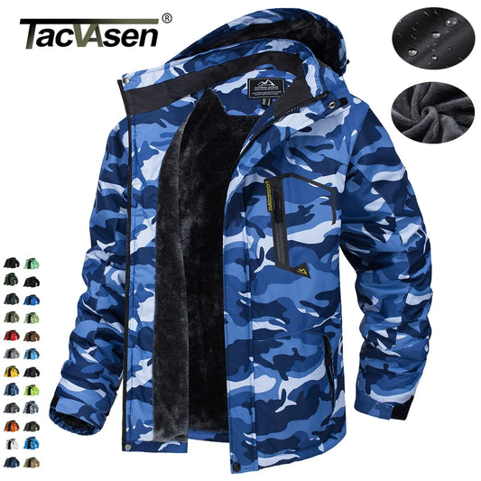 TACVASEN Fleece Lining Mountain Jackets Mens Hiking Jackets Outdoor Removable Hooded Coats Ski Snowboard Parka Winter Outwear
