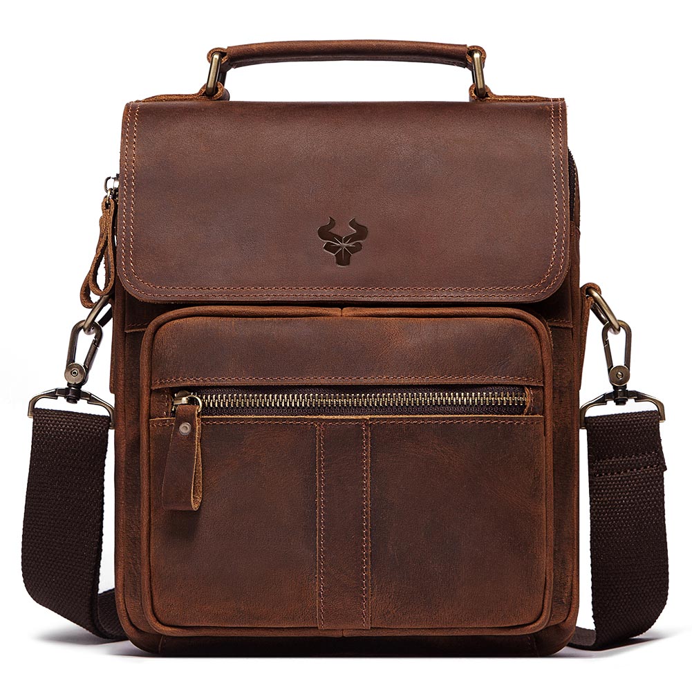 HUMERPAUL Genuine Leather Men's Shoulder Bag Luxury Work Business Messenger Bags Fashion Male Crossbody with Adjustable Straps