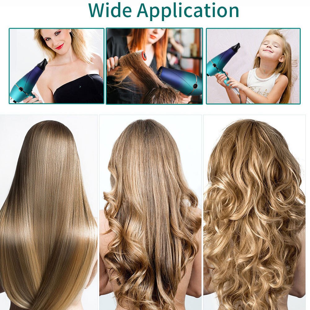2000W Hair Dryer Professional Salon Negative Ionic Blowdryer with Diffuser Nozzle 2 Speed 3 Heat Settings Low Noise Strong Winds