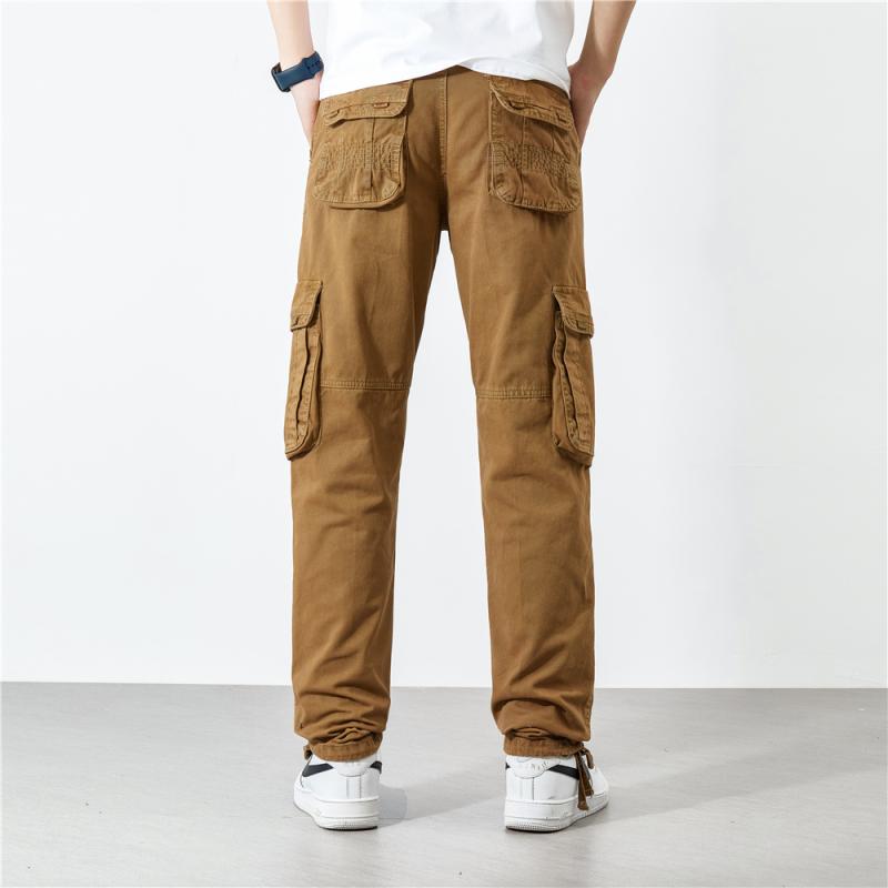 Cargo Pants Men Safari Style Multiple Pockets Causal Pants Mens Cotton Loose Trousers Military Solid Color Full Length Trousers