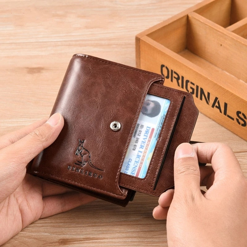 2021 Fashion Men's Coin Purse Wallet RFID Blocking Man Leather Wallet Zipper Business Card Holder ID Money Bag Wallet Male