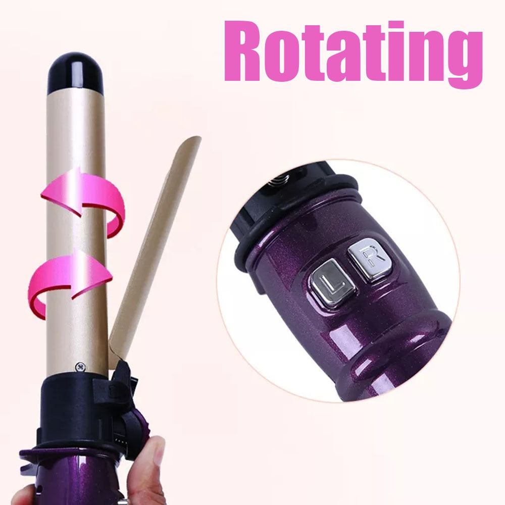 Automatic Curling Iron 360-degree Rotation Hair Curler Max 230℃ PTC Heating Ceramic Anti-scalding Design LCD Display StylingTool