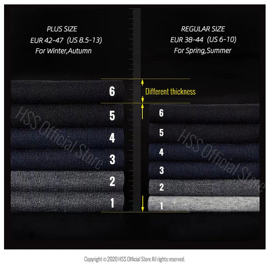 HSS Brand Men's Cotton Socks New Style Black Business Men Socks Soft Breathable Summer Winter for Male Socks Plus Size (6.5-14)