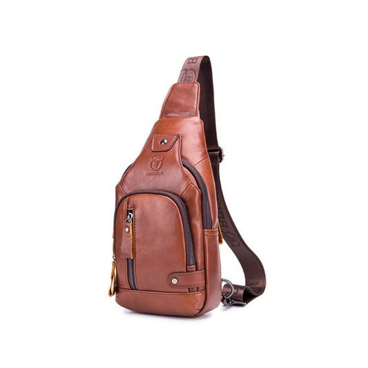 2023 new 100% cowhide Leather Casual Fashion Crossbody Chest Bag men's leather bag USB Charging Travel Shoulder Bag Daypack Male