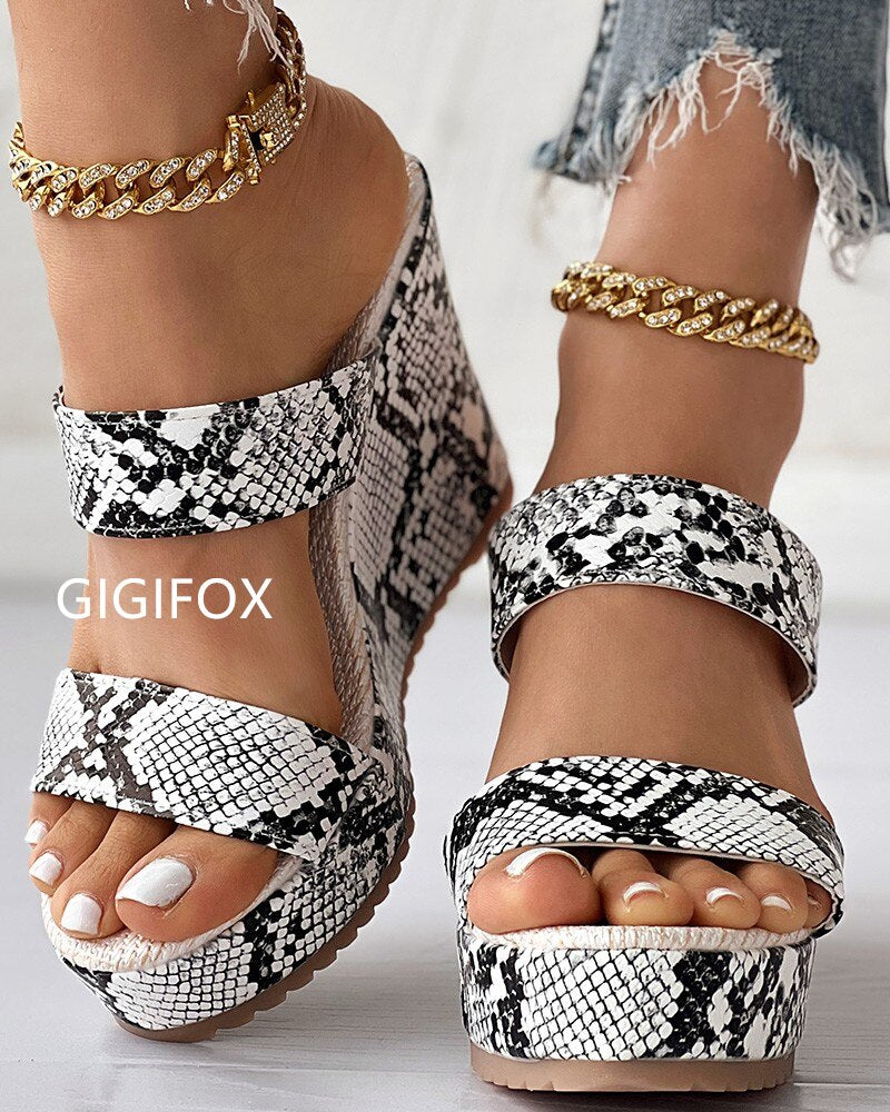 GIGIFOX Platform Super High Heels Wedges Multicolor Summer Sandals Women Slides Dress Fashion Open Toe Slippers Shoes