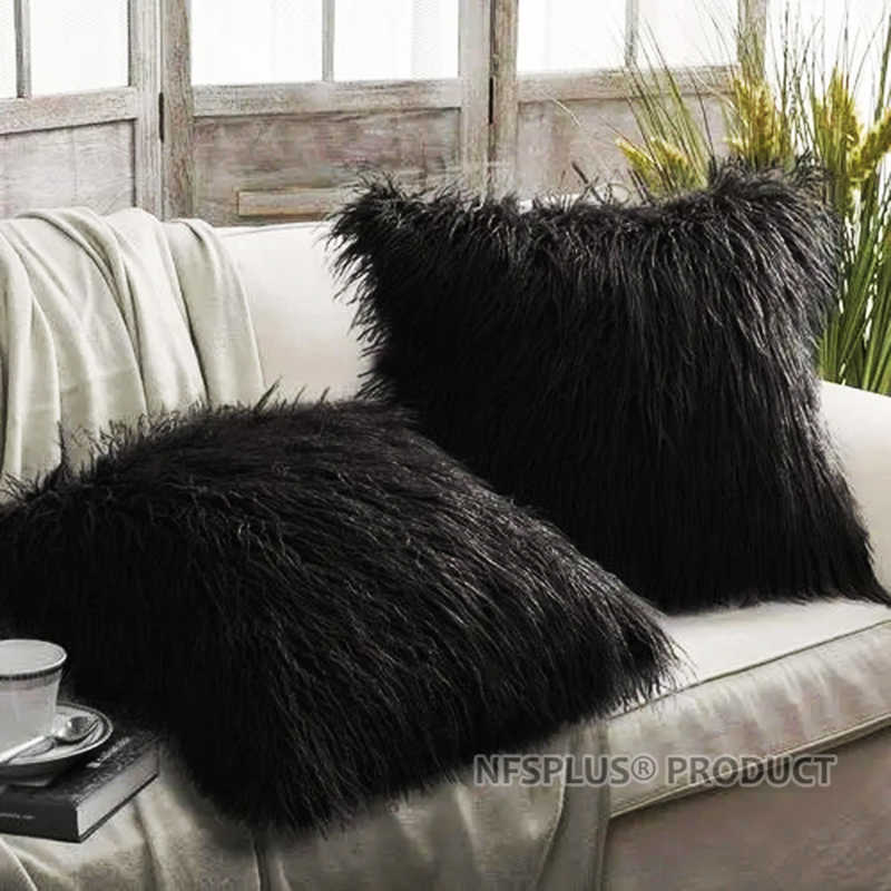Plush Cushion Cover Pillowcase for Sofa Chair 43x43cm White Black Red Purple Green Grey Home Decorative Throw Pillow Case Covers