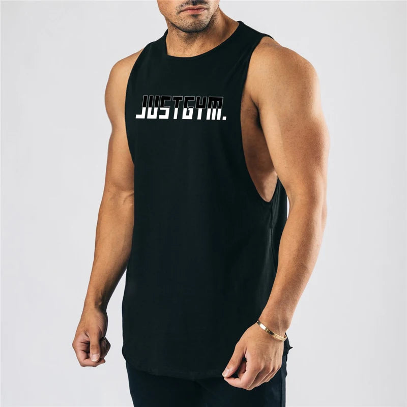Gym Fitness Mens Bodybuilding Casual Vest Muscle Sleeveless Workout Tank Tops Summer Absorb Sweat Cotton Breathable Loose Shirt