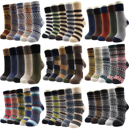 5 Pairs New Autumn and Winter Thicken Warm Men Wool Socks Pure Color Ethnic Imitation Mink Cashmere Casual Men Socks