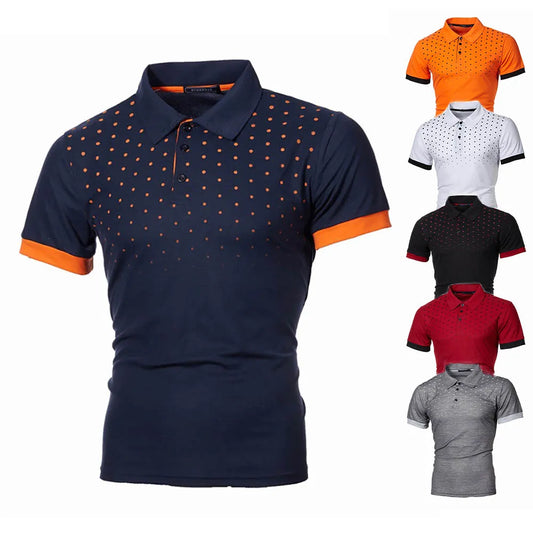 Summer Men's Solid Color Polo Shirt Men's Slim Fit T-shirt Golf Polo Fashion Breathable Short Sleeve Top