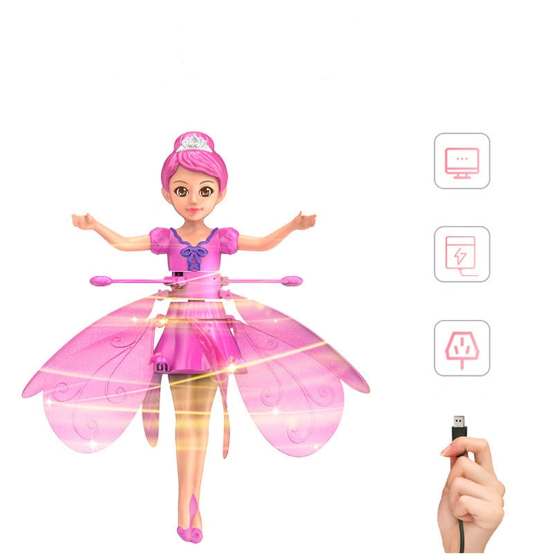 Kids Gifts Unicorn Helicopter Toys RC LED Infrared Induction Remote Control Flower Fairy