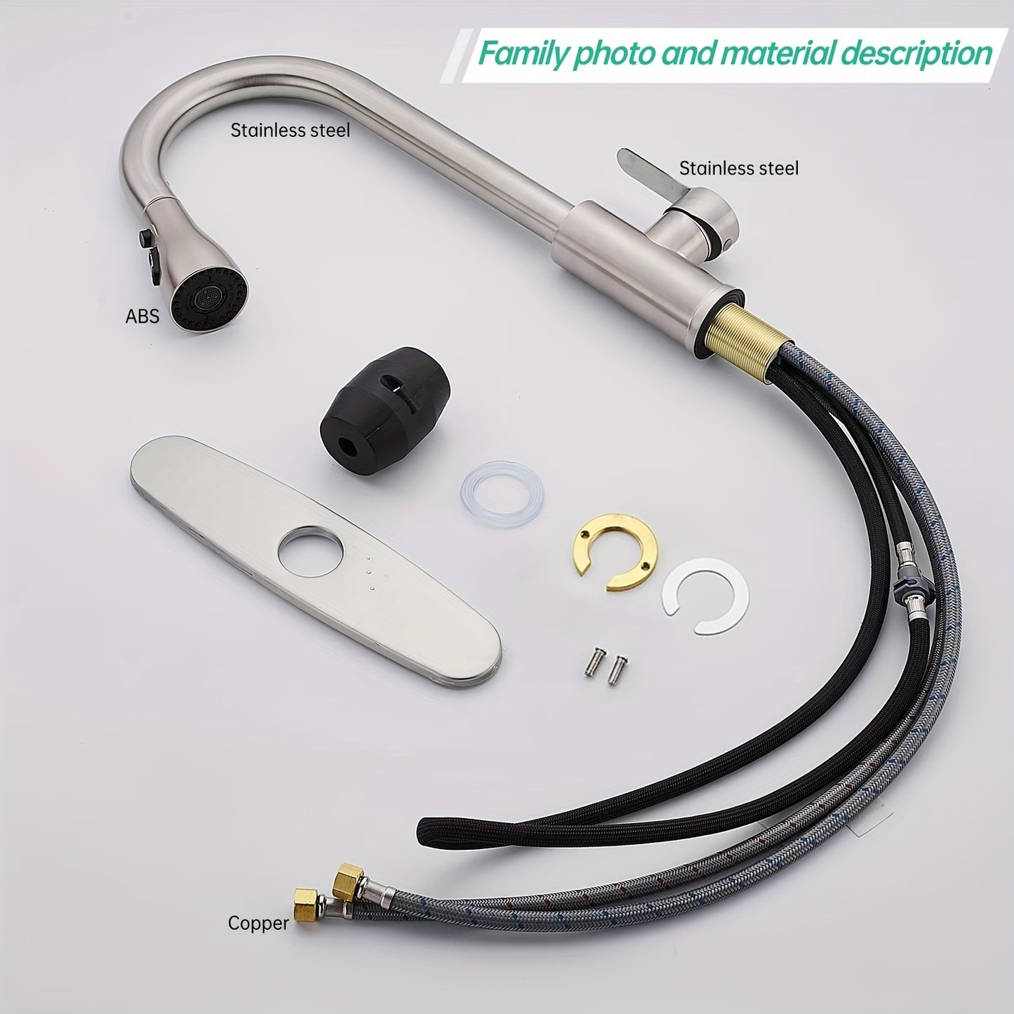 ECLERBC Single Handle High Arc Brushed Nickel Pull Out Kitchen Faucet, Single Level Stainless Steel Kitchen Sink Faucets With Pull Down Sprayer For Kitchen Bathroom (Brushed Nickel)