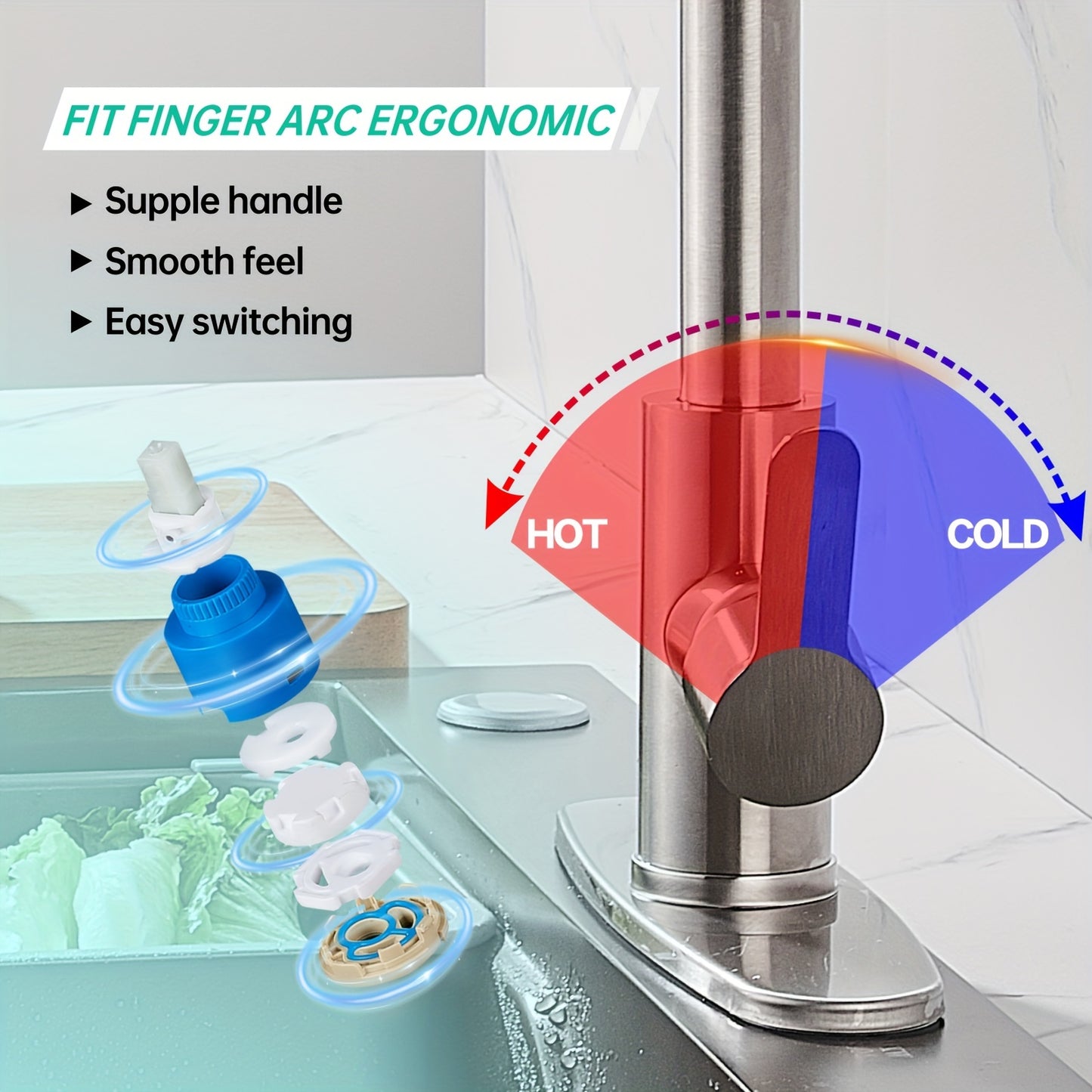 ECLERBC Single Handle High Arc Brushed Nickel Pull Out Kitchen Faucet, Single Level Stainless Steel Kitchen Sink Faucets With Pull Down Sprayer For Kitchen Bathroom (Brushed Nickel)