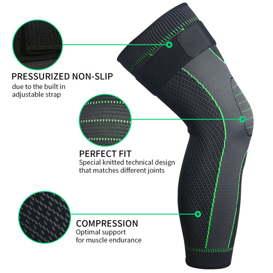 Knitted Straps, Pressurized Sports, Extended Knee Pads, Men's And Women's Autumn And Winter Protection, Calf Basketball Football Warm Knee Pads