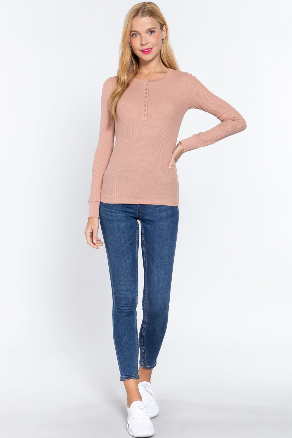 Long Slv Henley Thermal Top