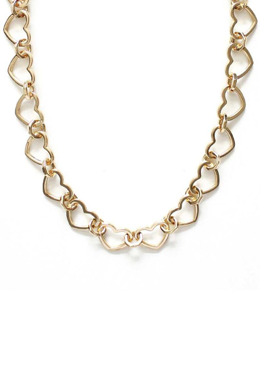 Metal Heart Link Chain Necklace