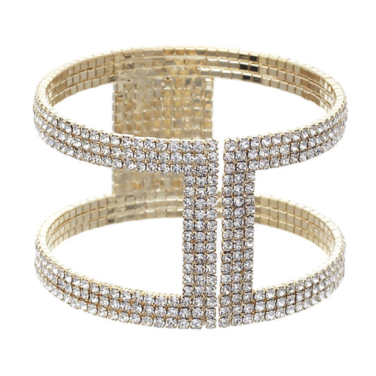 Rhinestone I Shape Memory Wire Bracelet