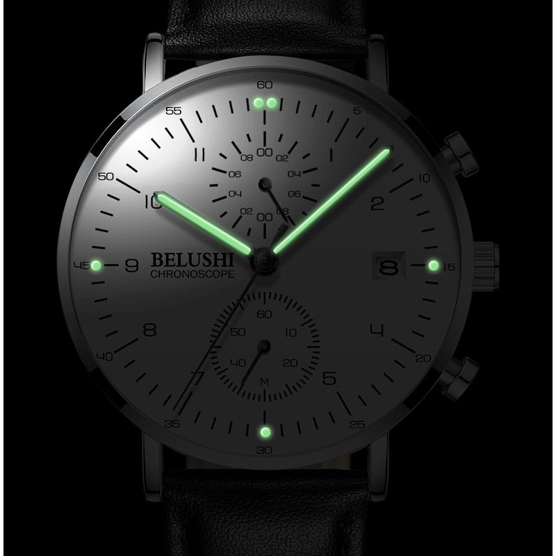 BELUSHI Fashion Men&#39;s Watches Top Brand Luxury Ultra-Thin Mesh Steel Sport Quartz Watch Men Waterproof Clock Relogio Masculino