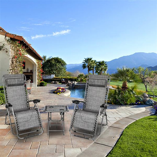 2PCS/set Folding Lounge Chair with Zero Gravity