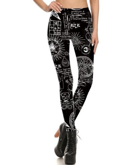 [You&#39;re My Secret] NEW Ouija Leggings Women Satan Devil Black Pants Baphomet Dark Gothic Leggins Lucifer Fitness Workout Legins