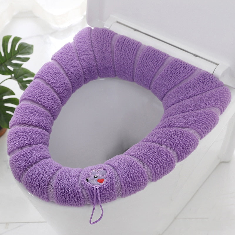 Toilet Seat Cover Home Winter Heated Washable Toilet Seat Lid Bathroom Supplies Soft Toilet Pad Case Waterproof Bathroom Cover