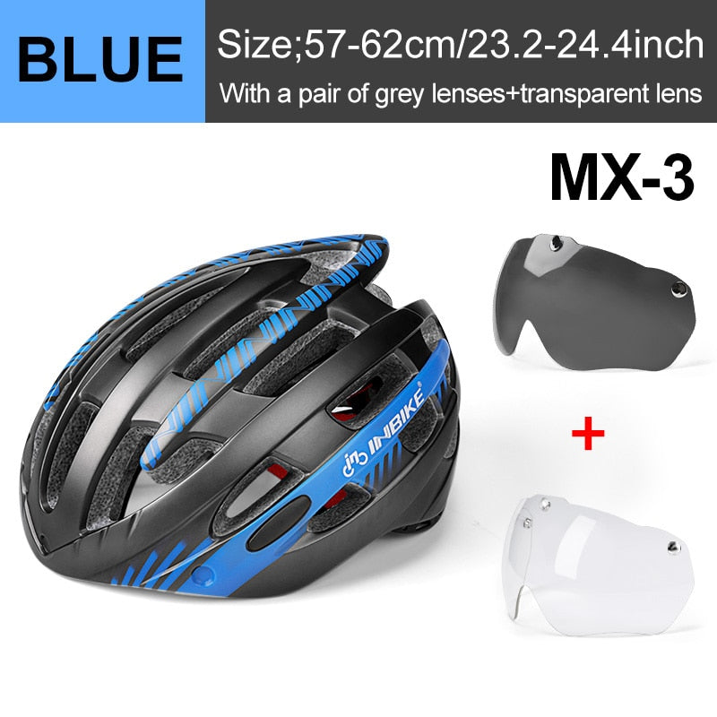 INBIKE Cycling Helmet Ultralight Bicycle Helmets Man with Goggles MTB Bike Helmet Men Women Mountain Road Sport Specialiced MX-3