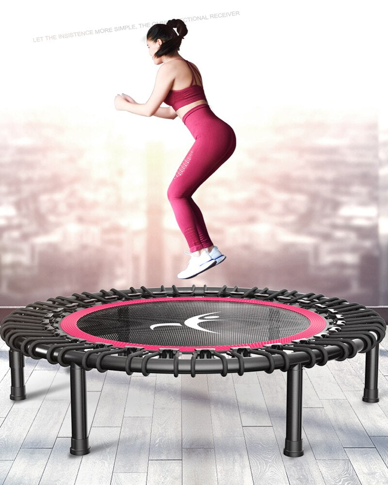 40&quot; Fitness trampoline Silent Mini with Adjustable Handle length Adults Kids indoor GYM Bungee Rebounder Jump Trainer Workout