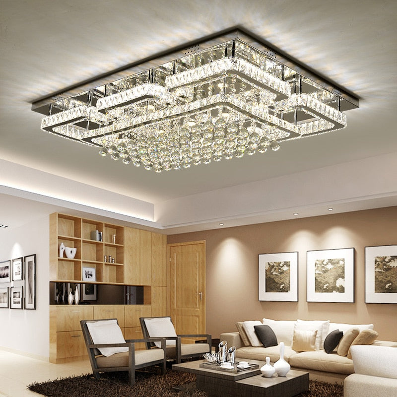 Modern crystal ceiling lights living room luxury silver ceiling light bedroom led Ceiling Lamps dining crystal Fixtures kitchen