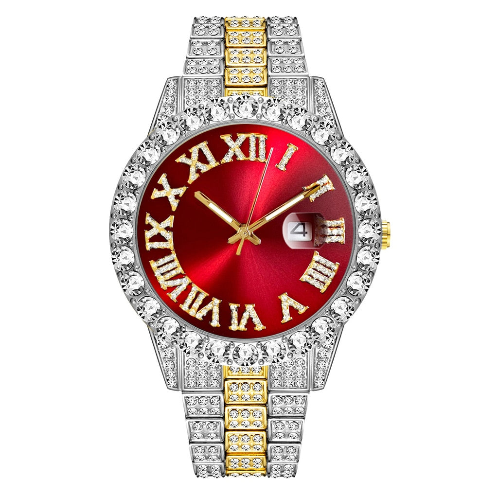 Iced Out Watch Men Luxury Brand Full Diamond Mens Watches AAA CZ Quartz Men&#39;s Watch Waterproof Hip Hop Male Clock Gift For Men