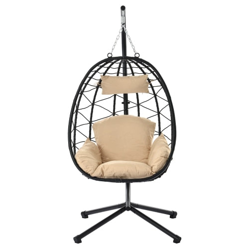 Egg Chair with Stand Indoor Outdoor Swing Chair Patio Wicker Hanging Egg Chair Hanging Basket Chair Hammock Chair