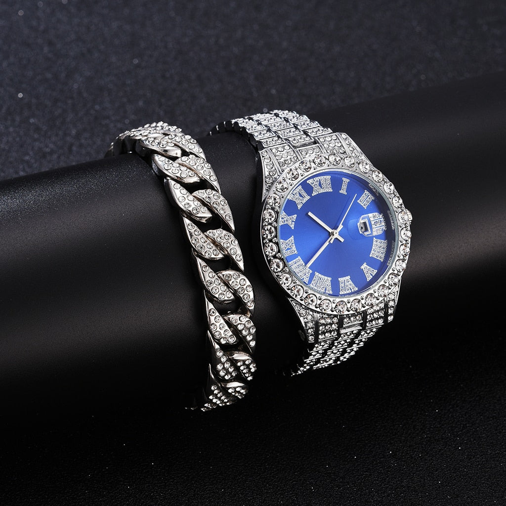 Iced Out Watch Men Luxury Brand Full Diamond Mens Watches AAA CZ Quartz Men&#39;s Watch Waterproof Hip Hop Male Clock Gift For Men