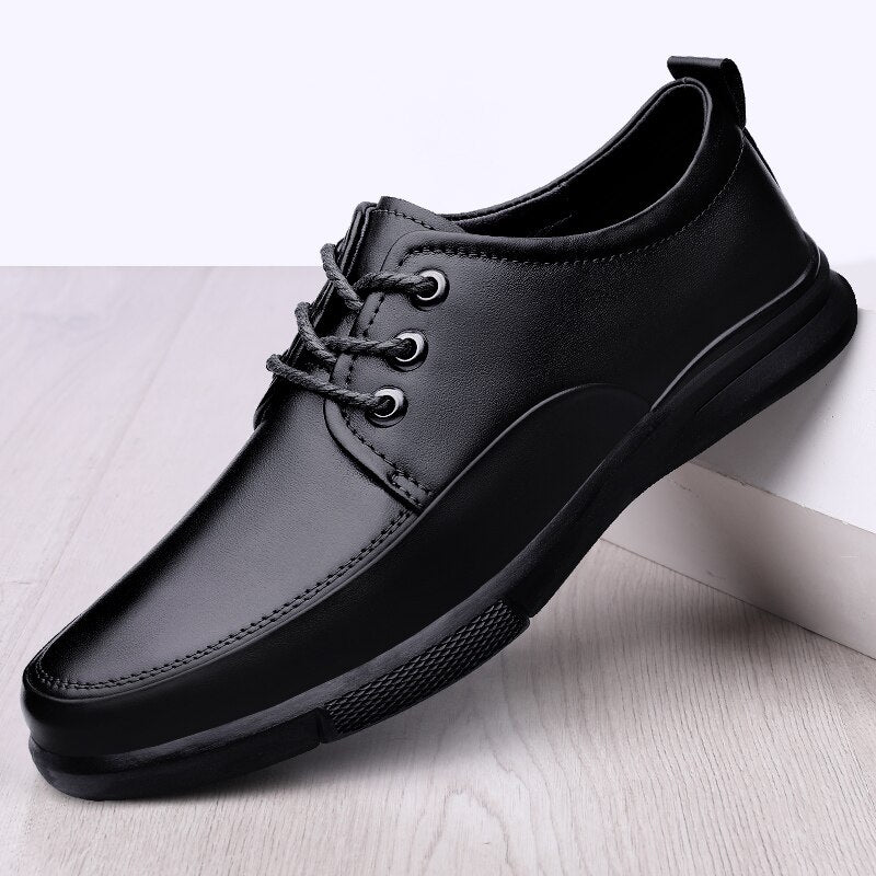 Men Casual Shoes Men Genuine Leather oxfords lace up Breathable Flats Shoes Luxury Brand Men Outdoor Walking Sneakers shoes men