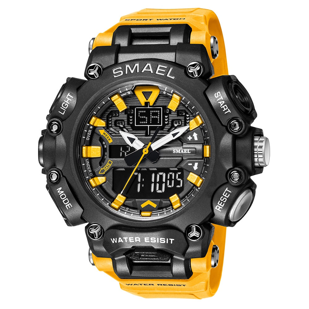 SMAEL Youth Fashion LED Digital Watch Men Alarm Shockproof Dual Wristwatches Chrono Waterproof Big Clock Mens Watches Cool Hour