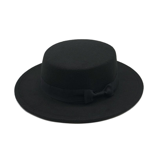 New Fashion 8CM Big side adult Vintage Wide Brim Felt Bowler Hats Floppy Cloche Fedora Cap Hat Band Bowler Elegant female hat