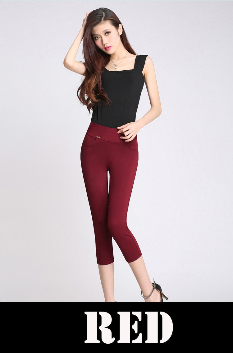 High quality pencil pants capris women 2018 summer style high waist elastic skinny pants female trousers woman pantalon femme