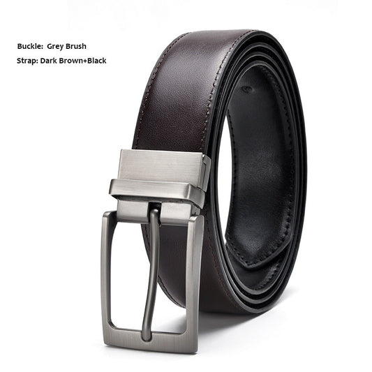 Men&#39;s Leather Belt Reversible Buckle Luxury Brand Male Waist Cowskin Belts For Jeans Rotated Designer Accessories High Quality