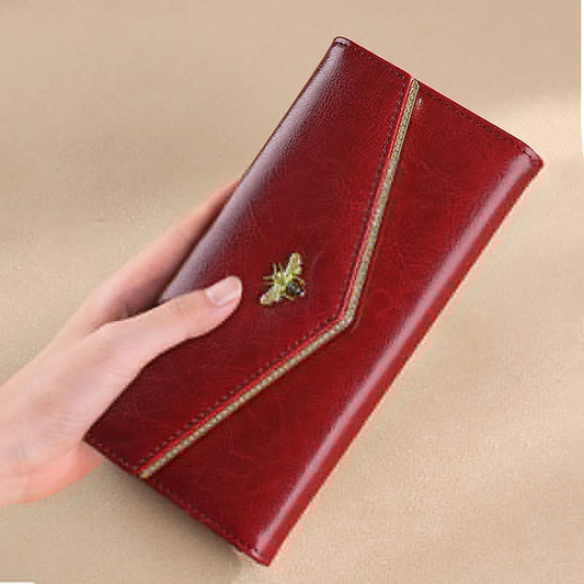 Fashion Genuine Leather Women Rfid Long Purse Female Clutches Money Wallets Handbag Cell Phone Card Holder