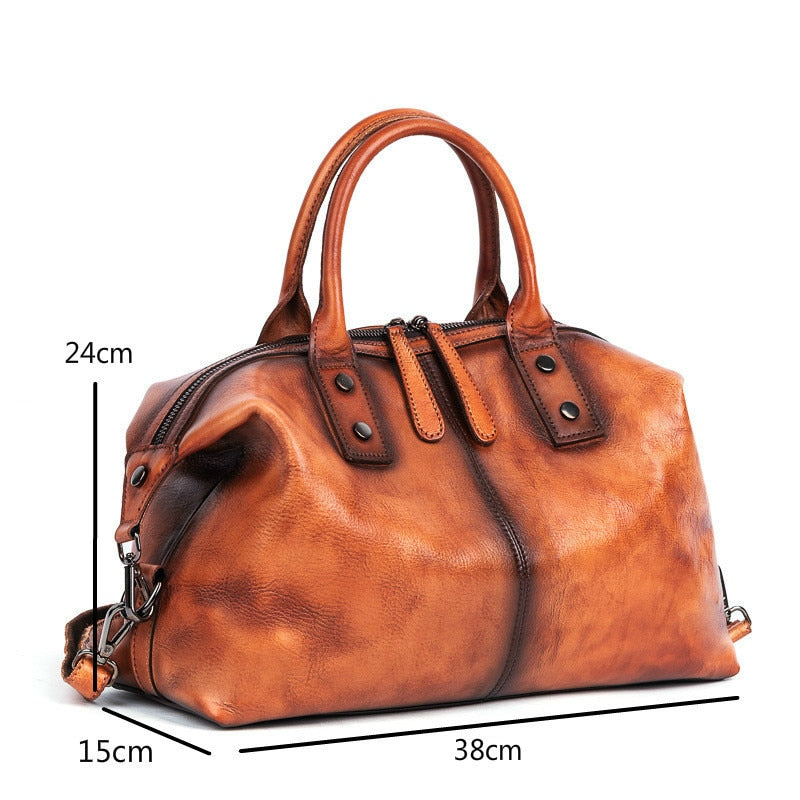 2022 New Hand Painted Women Handbag Luxury Genuine Cowhide Leather Dumpling Bag Large Capacity Vintage Top-handle Bag For Female