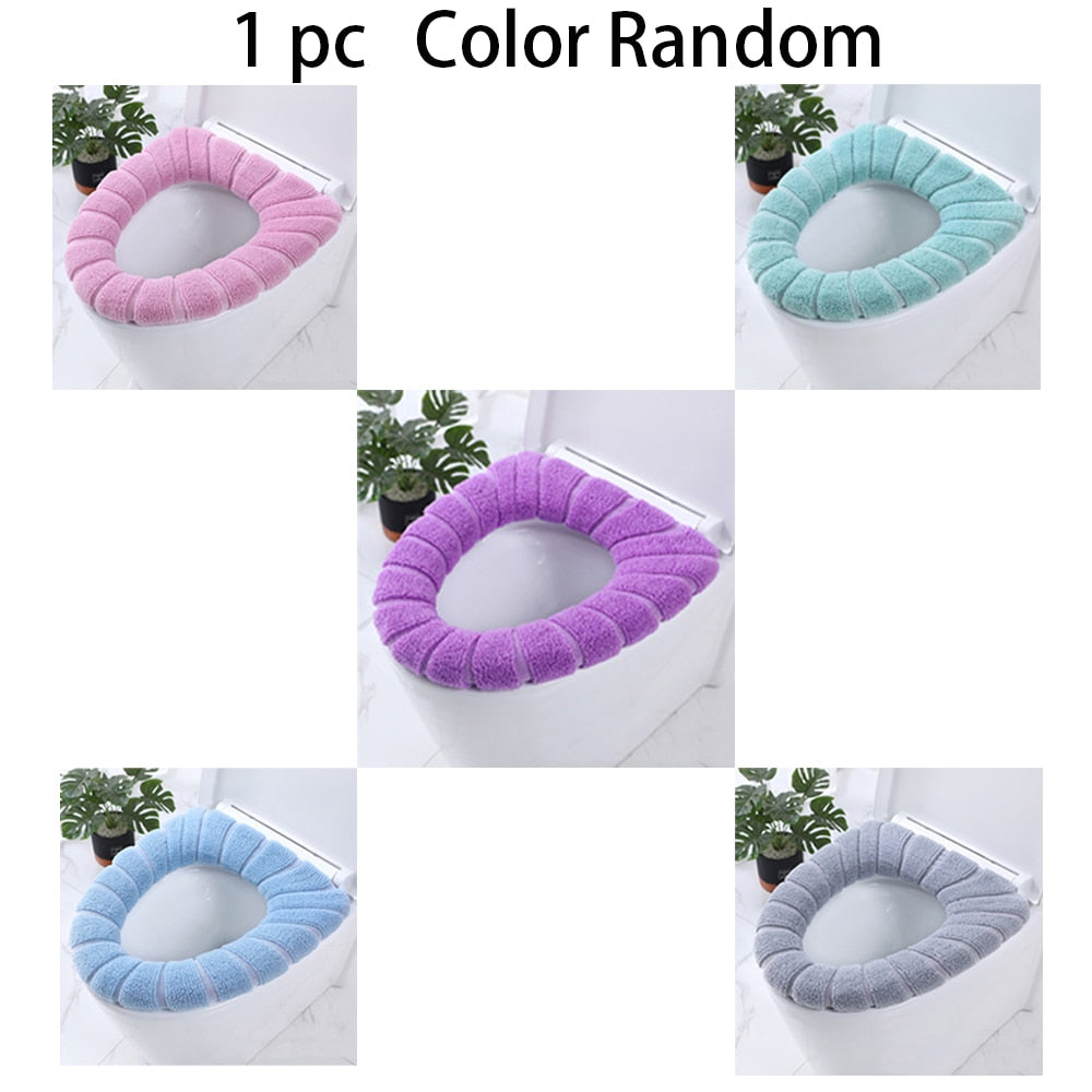 Toilet Seat Cover Home Winter Heated Washable Toilet Seat Lid Bathroom Supplies Soft Toilet Pad Case Waterproof Bathroom Cover