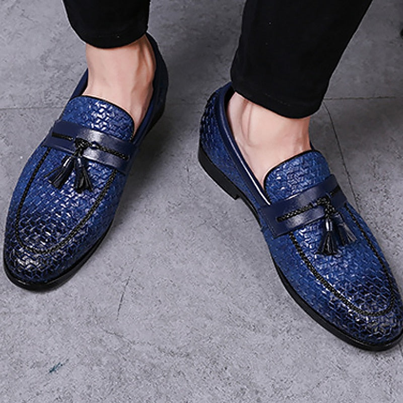 Large Size 38-48 Tassel Plaid Men New Loafers Weaving Comfortable Soft Mens Leisure Leather Shoes 2020 Fashion Sapato Masculino