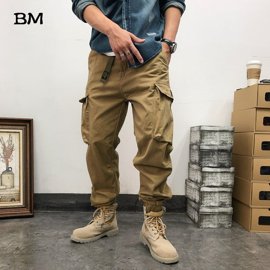 High Quality Cotton Military Joggers Men Streetwear Tactical Pants Fashion With Belt Cargo Pants Army Trousers Harajuku Clothes