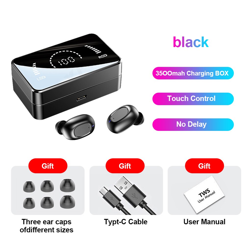 Brand New S20 TWS Bluetooth 5.1 Wireless Headphones 3500mAh Charging Box HIFI Stereo Sound IPX7 Waterproof Sports Earphones