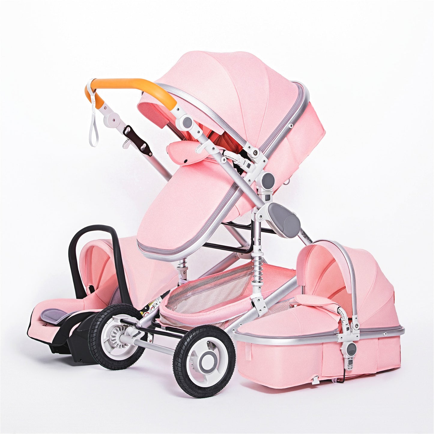 Luxurious Baby Stroller 3 in 1 Portable Travel Baby Carriage Folding Prams Aluminum Frame High Landscape Car for Newborn Baby