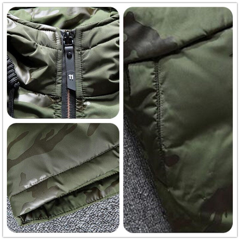 Winter Down Parkas Jacket Men, Windbreaker White Duck Down Parkas, Snow Camouflage Hooded Thicken Warm Jackets Overcoat -20 Degree