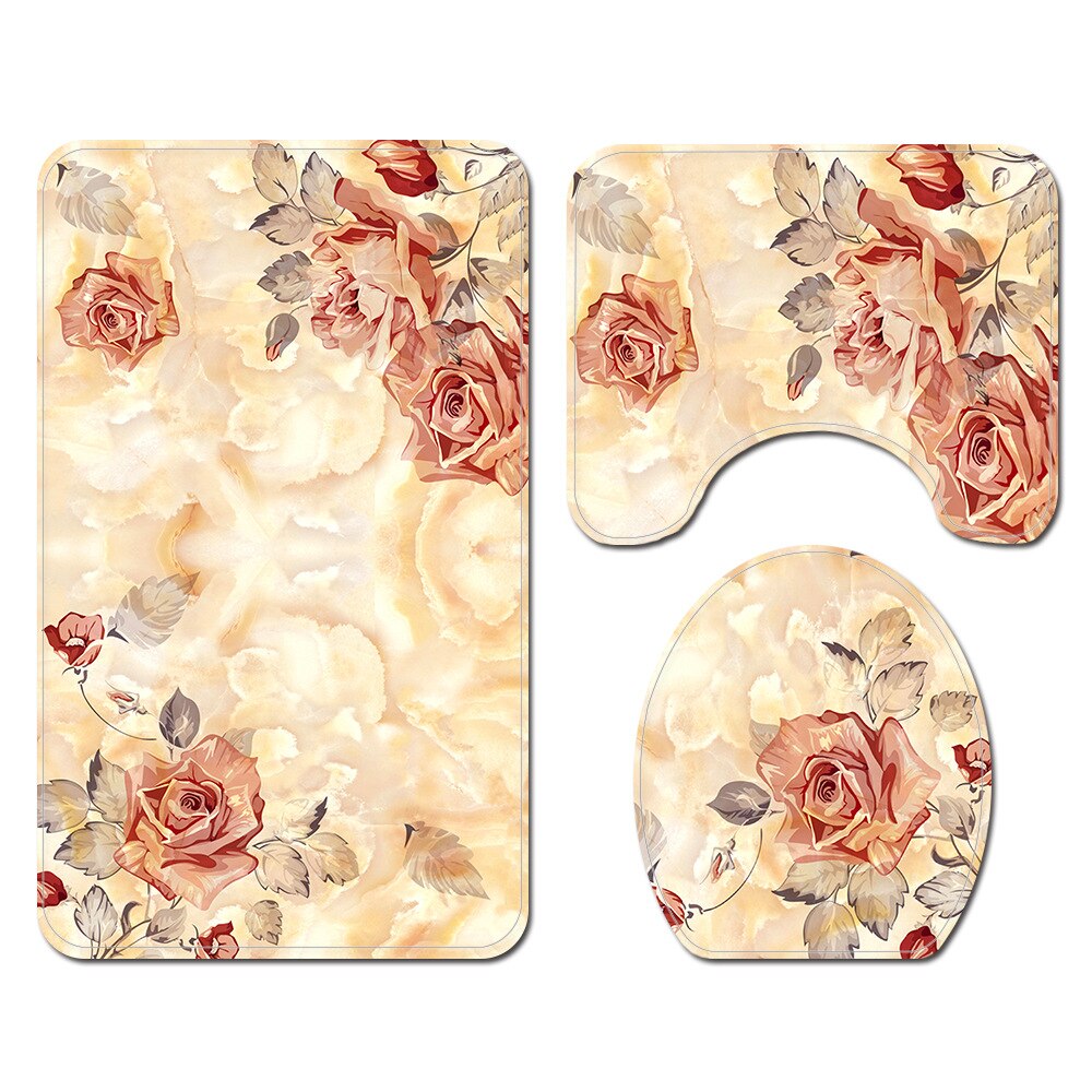 Bathroom Carpet Rug Bath Mat and Shower Curtain Set Bathroom Toilet Rug Bath Mats Home Decor Shower Floor Foot Rug Bathroom Mats