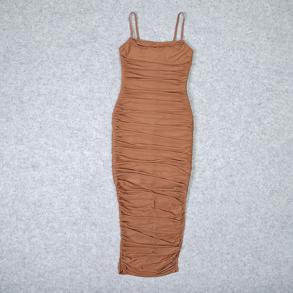 BEAUKEY 2020 Summer New Arrival Sexy Long Bodycon HL Bandage Dresses Women Spaghetti Straps Organza Mesh Maxi Dress Party Club