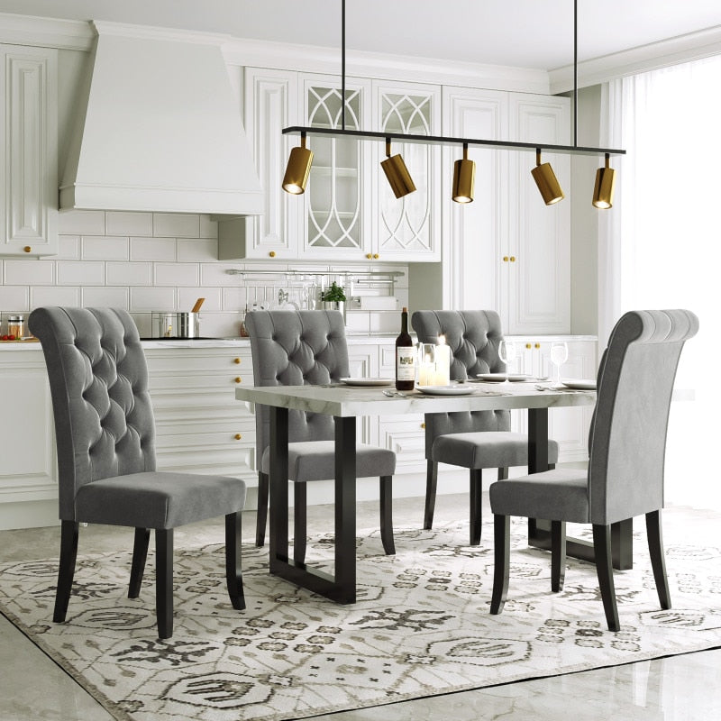 6/4/2 PCS Upholstered Velvet Dining Chairs, Elegant High-end Tufted Armless Solid Wood Chair High Back Chair Not Include Table